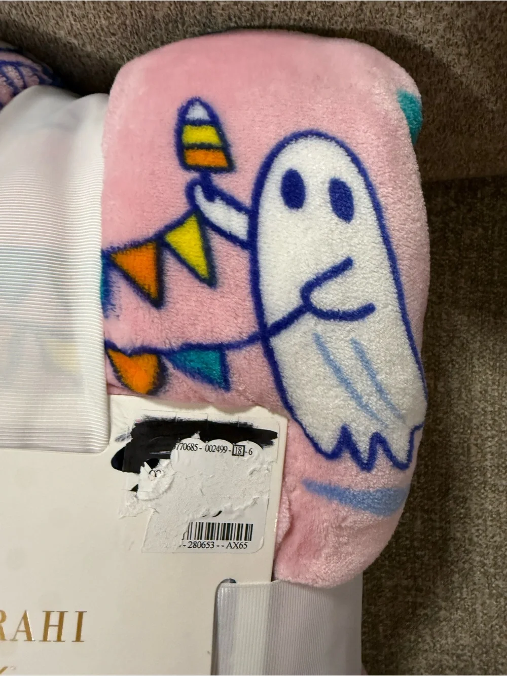 Isaac Mizrahi Pink Plush Blanket with Summerween Print
